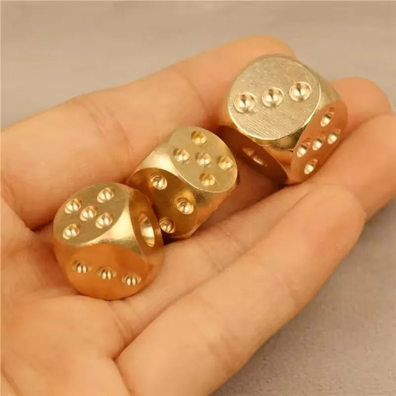 Solid Brass Gold Dice Set – 15mm Hand-Polished Game Dice