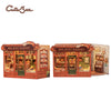 A wooden book nook kit of Mrs. Hunt Bakery storefront with detailed displays and lighting.