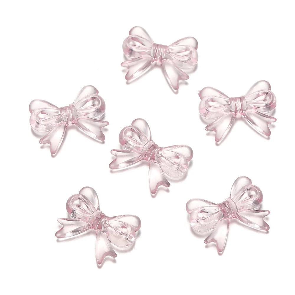 Multicolor Transparent Bow Acrylic Beads for DIY Jewelry Making
