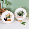 Beginner Embroidery Kit with Floral and Cat Patterns