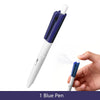 A hand holds a blue pen with a white tip, demonstrating the squirt water spray function.