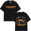 Black cotton t-shirt featuring the text HIT ME HARD AND SOFT THE TOUR