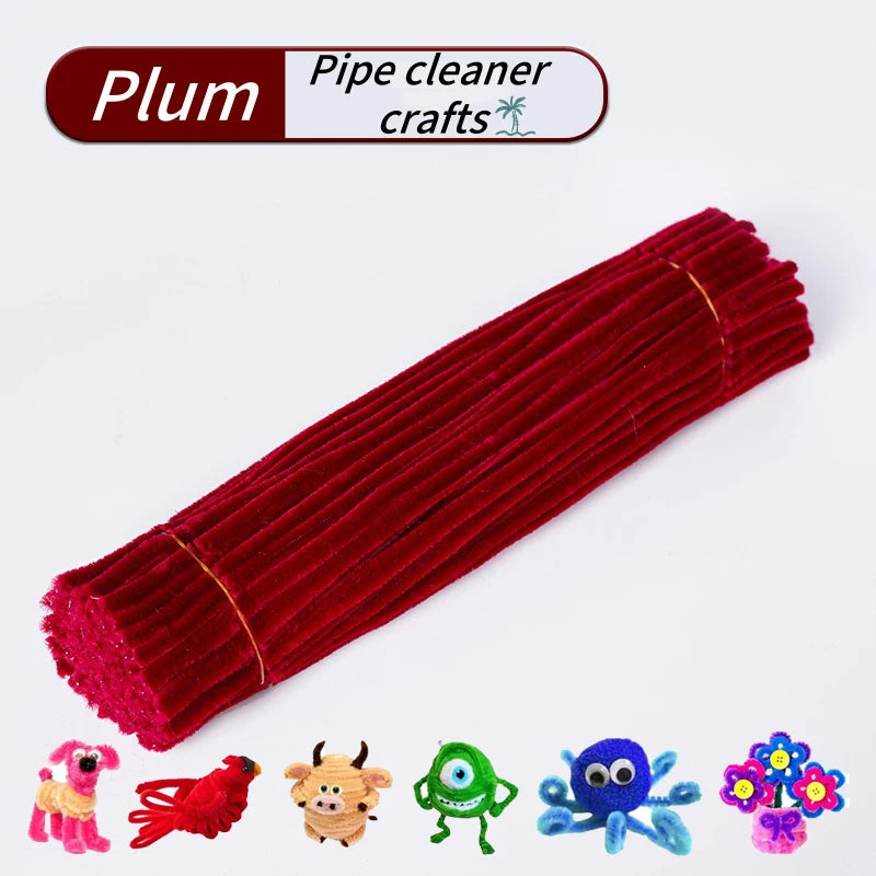 100-Piece Chenille Stem Pipe Cleaners for Crafts & Decor