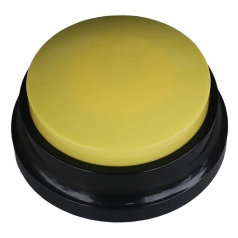 A round yellow button with a black base, used as a 30-second voice recorder and sound board.