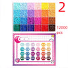 A colorful kit of 12,000 Perler beads in 24 colors, including a color chart and grid layout.