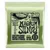 Bag of Ernie Ball Magnum Slinky nickel wound electric guitar strings with an eagle logo.