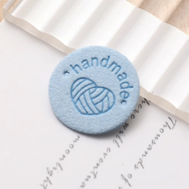 Round PU Leather Labels with Embossed Design for DIY Crafts