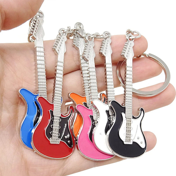 Set of 12 Metal Guitar-Shaped Keychains