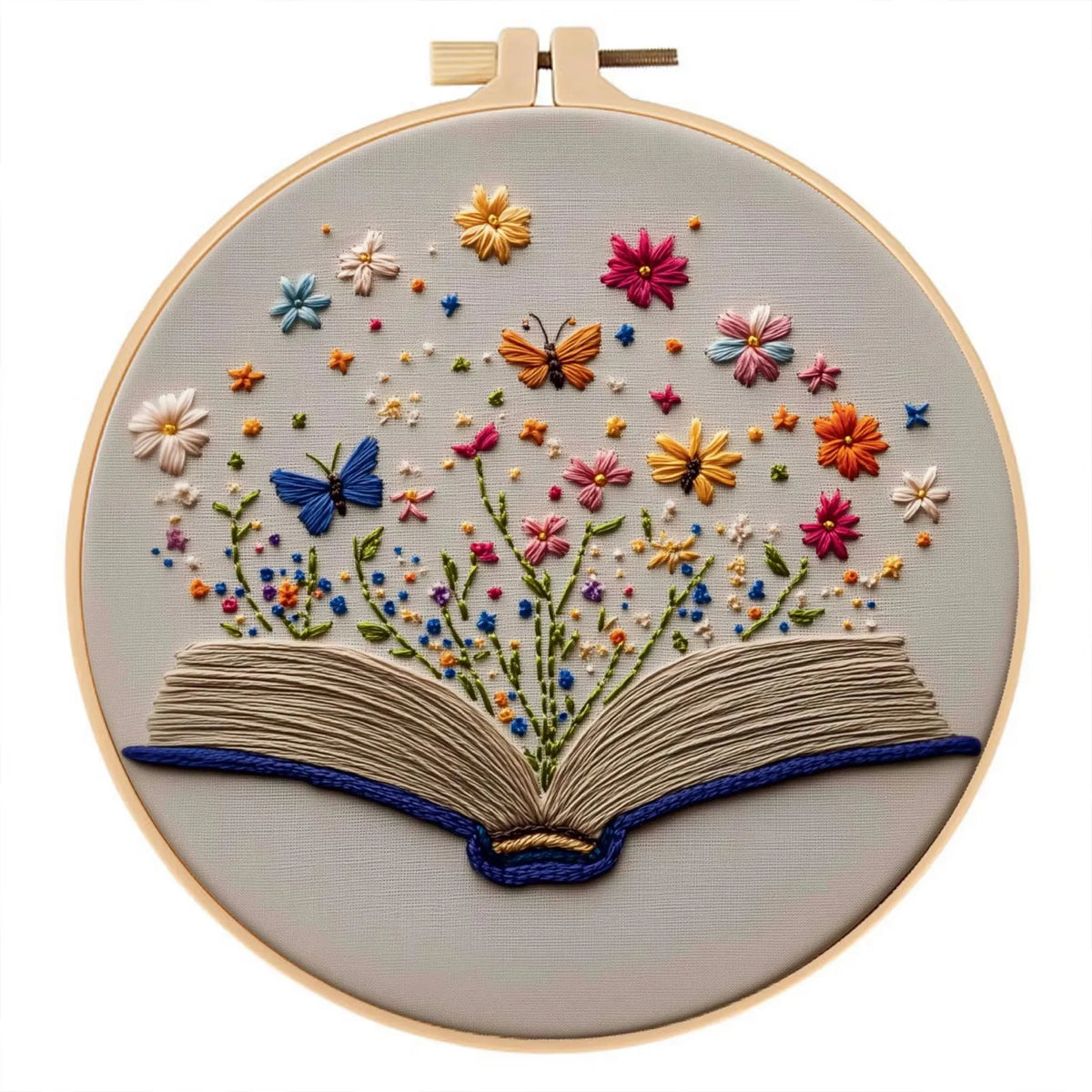 Floral Book Embroidery Kit – DIY Cross Stitch for Adults