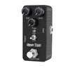A black mini guitar effects pedal with controls for Gain, Level, Tone, Output, Input, and a Truebypass switch.