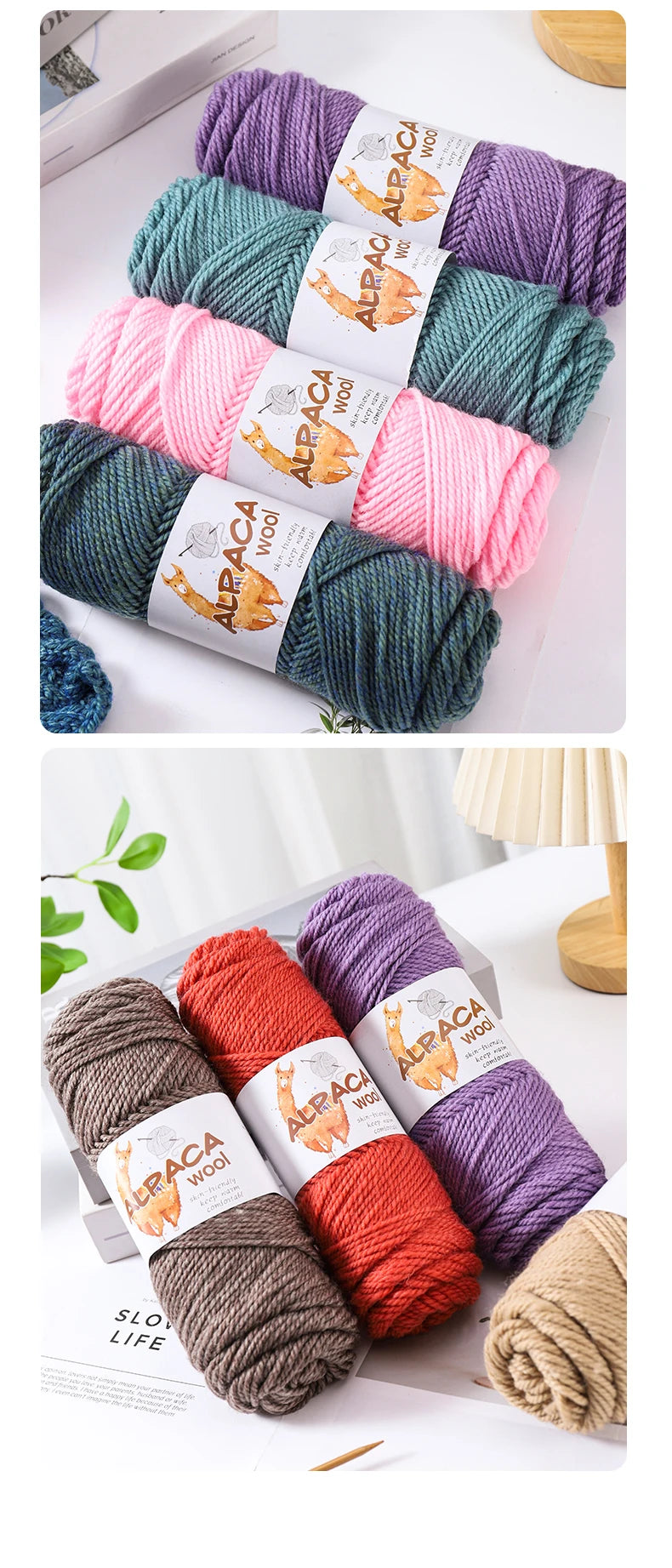 Luxurious Alpaca Wool Blend Yarn — 500g Thick Knitting Yarn