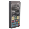 A black portable voice changer microphone with various sound effect modes and controls.
