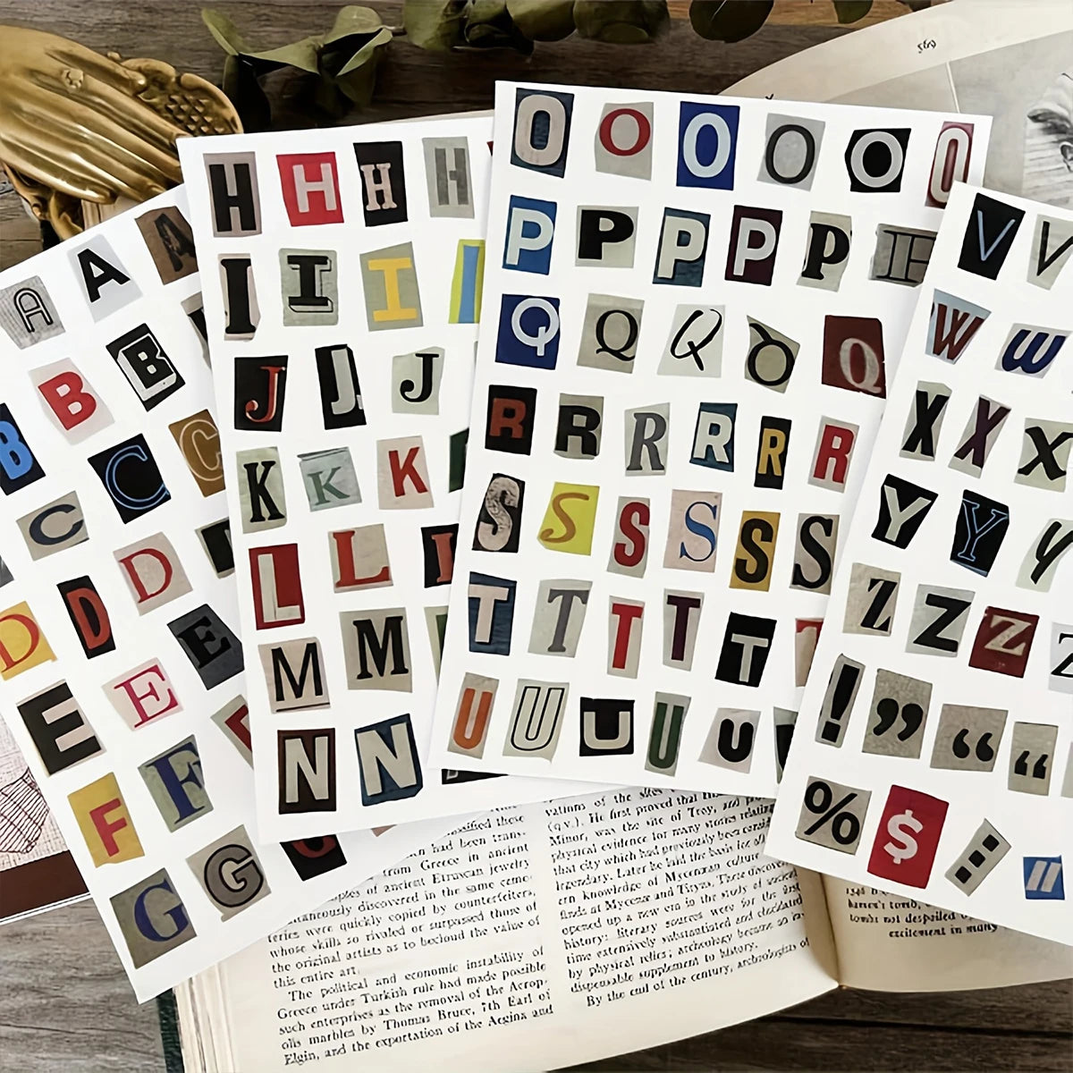 Vintage Alphabet Letter Stickers for Scrapbooking and Journaling