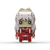 Anime-inspired collectible building block figure set of a female character with light hair and red clothing.