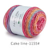 Spool of gradient rainbow cotton-wool yarn for knitting and crochet, labeled as Cake line-1155.