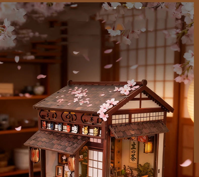 DIY Wooden Miniature Japanese Tavern Model Kit with LED Lighting