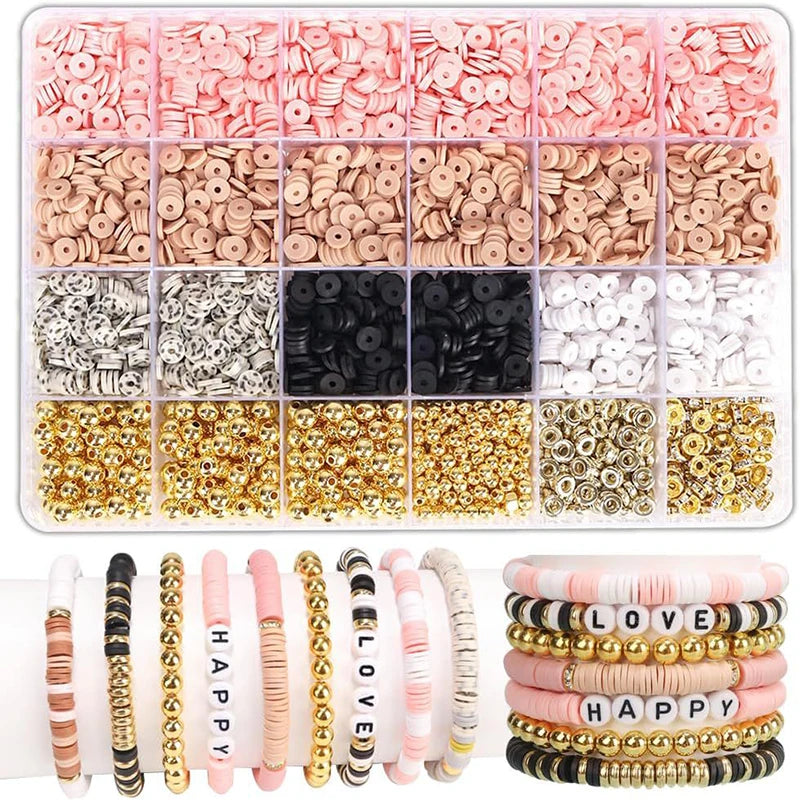 DIY Clay Bead Bracelet Making Kit with Golden Letter Beads