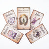 A collection of five tarot-style oracle cards including Guidance, Wise Witch, Focus, Alignment, and Enlighten.