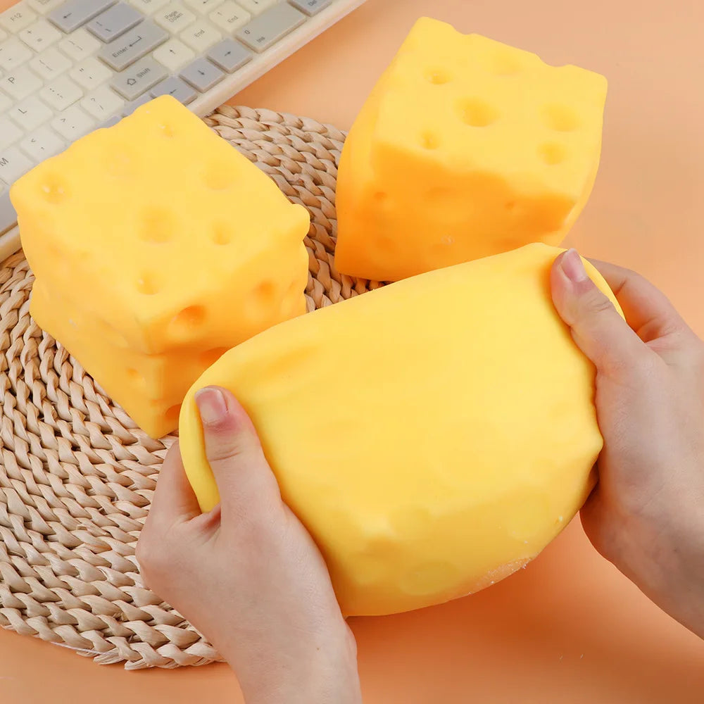 Jumbo Cheese Squeeze Fidget Toy – Slow Rebound Stress Relief
