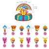 A set of circus clown balloon party decorations for kids' birthday featuring various clown figures and balloons.