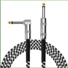 A professional instrument cable with a right-angle connector and a black braided cable shown against a white background.