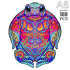 A colorful wooden animal puzzle set featuring a frog design for kids and adults.