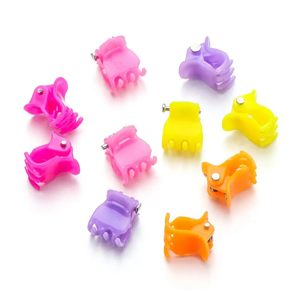 Mini Pastel Plastic Hair Clips for Dolls (10-Piece Set)