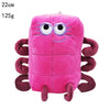 Poupée peluche collectible rose avec grands yeux et accents violets