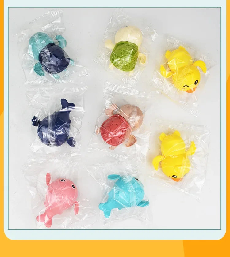 Spring-Powered Bath Toys for Kids – Cute Turtle, Duck, and Whale Water Toys