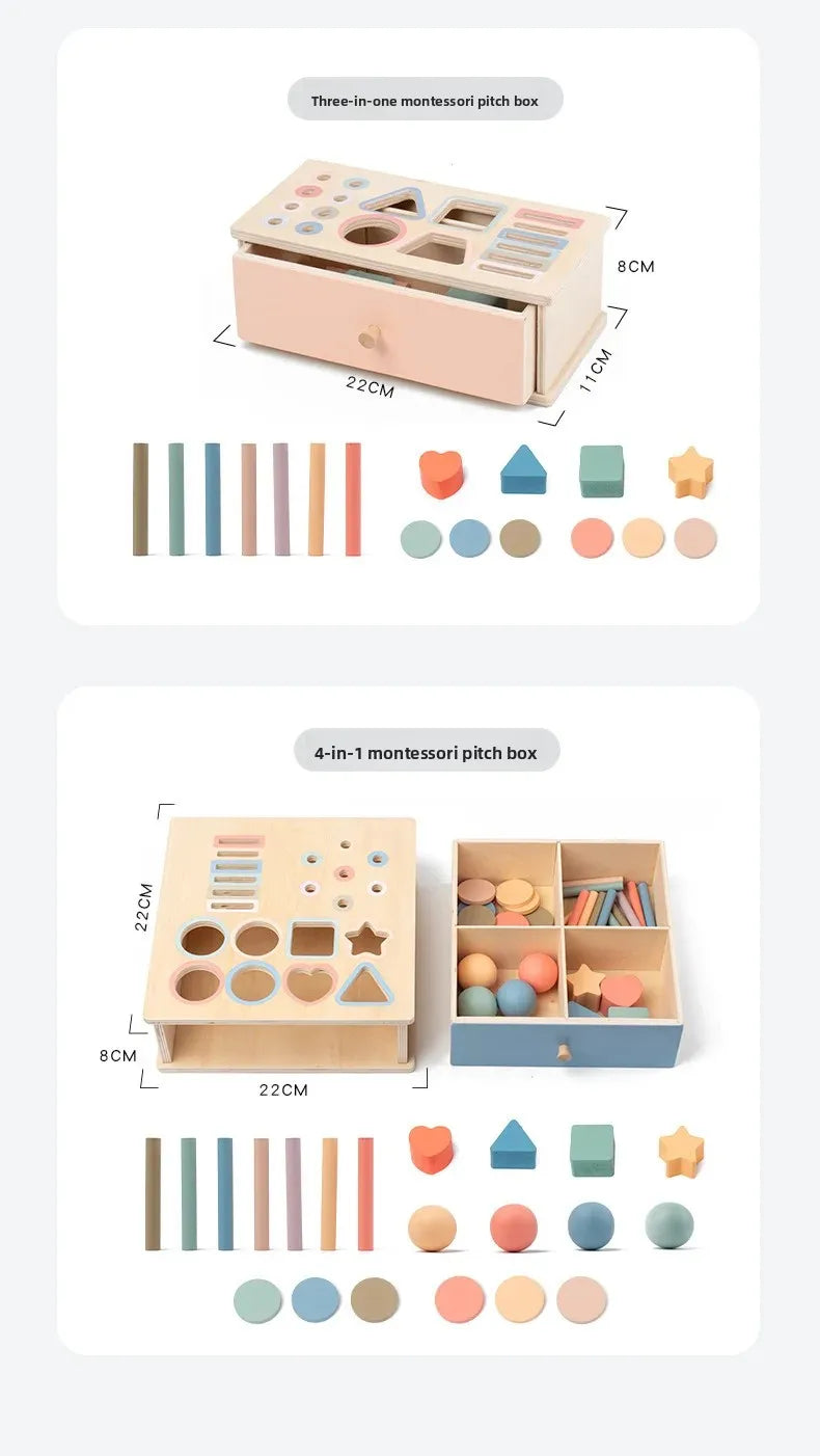 Wooden Color Shape Sorter with Drawer Box – Montessori Learning Toy