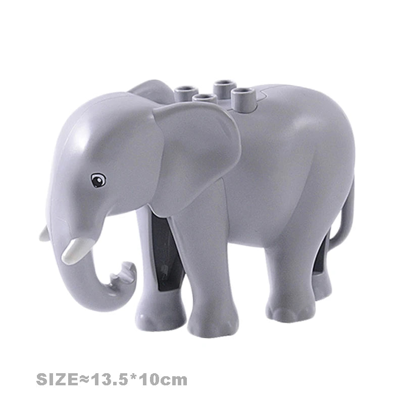 Gray elephant zoo animal building block figure