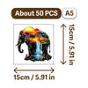 A jigsaw puzzle depicting an elephant with a waterfall and lush greenery.