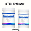 Two jars of DTF Hot Melt Powder for transfer printing, labeled 150g/300g.