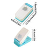 A white DIY puzzle making tool with a light blue casing and a puzzle piece on top, shown from the side.