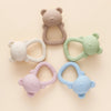 Bear-Shaped Silicone Baby Teether with Rattle Handle