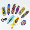 A collection of various finger skateboards in different colors and designs laid out on a white background.