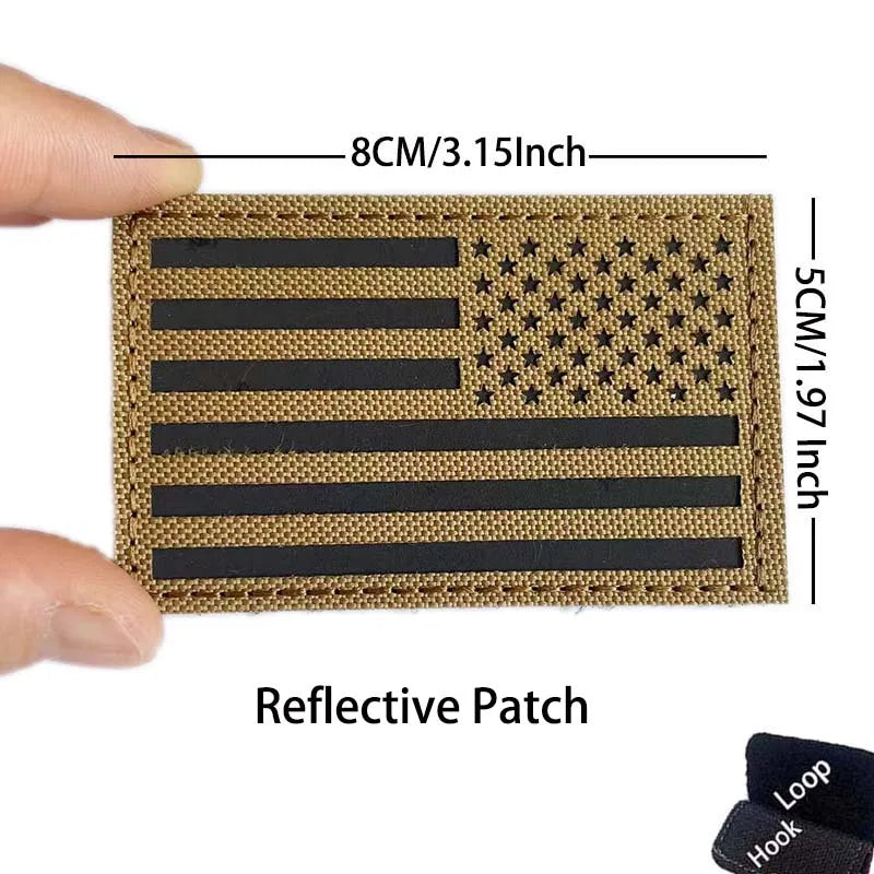 Reflective American Flag Tactical Patch with Glow-in-the-Dark Detail