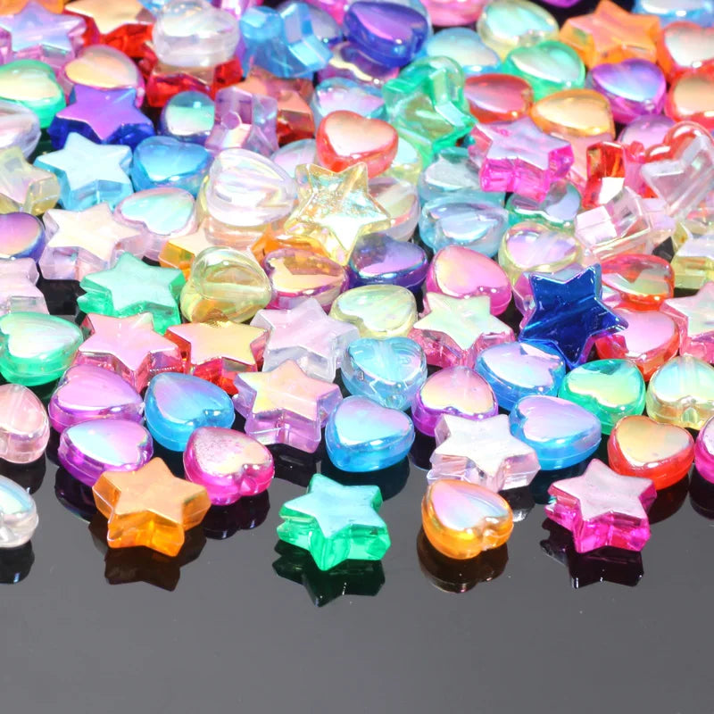 Acrylic Star & Heart Beads for Jewelry Making – 200-Piece Set