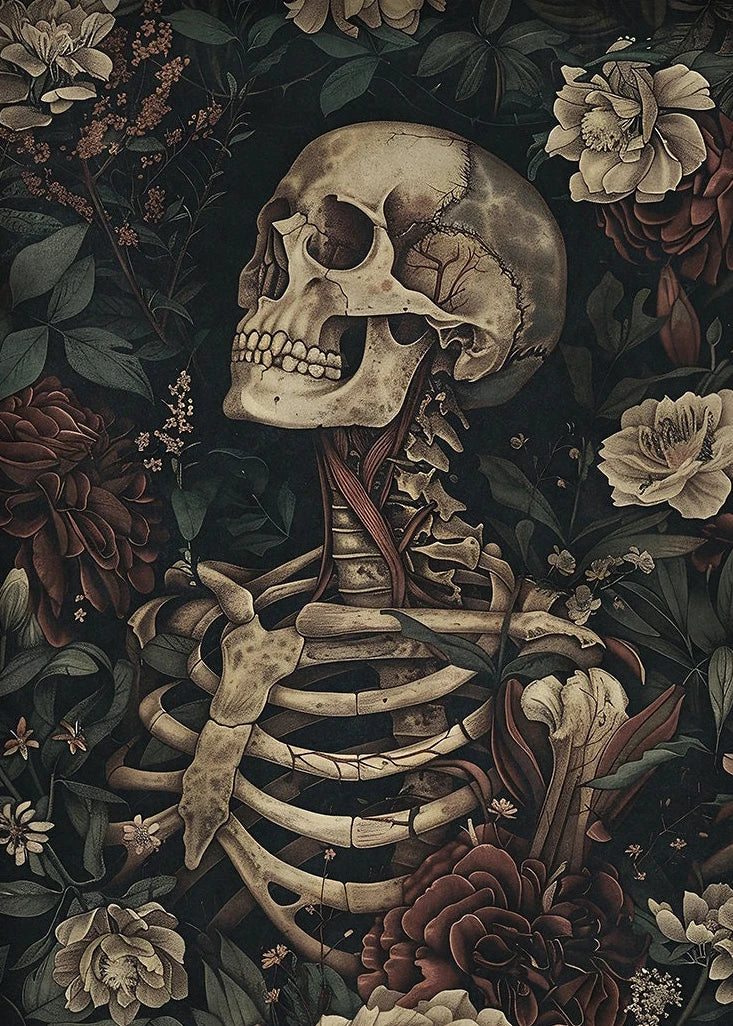Dark Academia Anatomical Heart Canvas Art with Botanical Fragrance