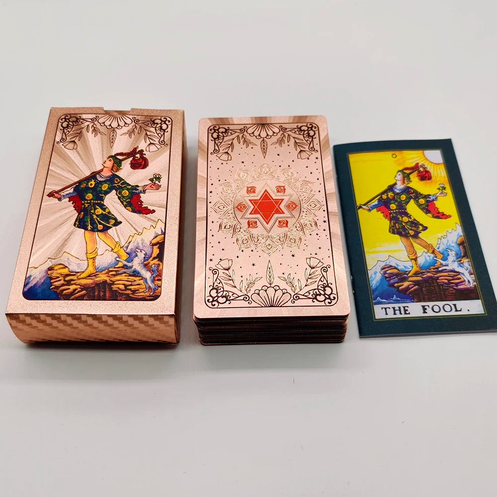 Gold Foil Waterproof Tarot Card Deck with Guidebook