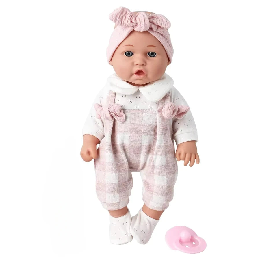 Lifelike 12" Reborn Baby Doll with Pink Outfit and Pacifier