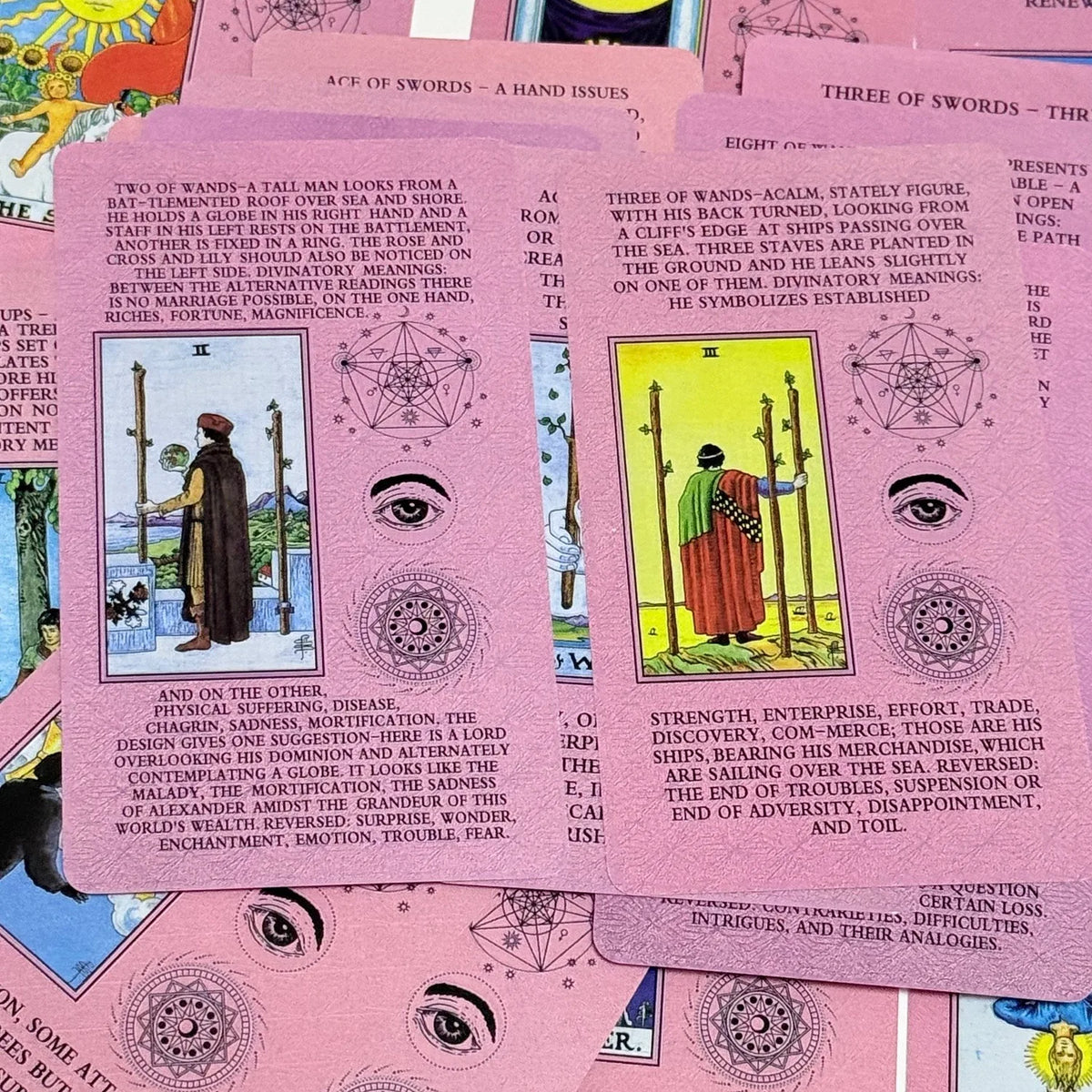 Pink Rider-Waite Tarot Cards – 78-Card English Deck with Keywords
