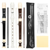 A set of Shuffle Baroque Clarinet Recorders in various colors and sizes with accompanying sheet music.