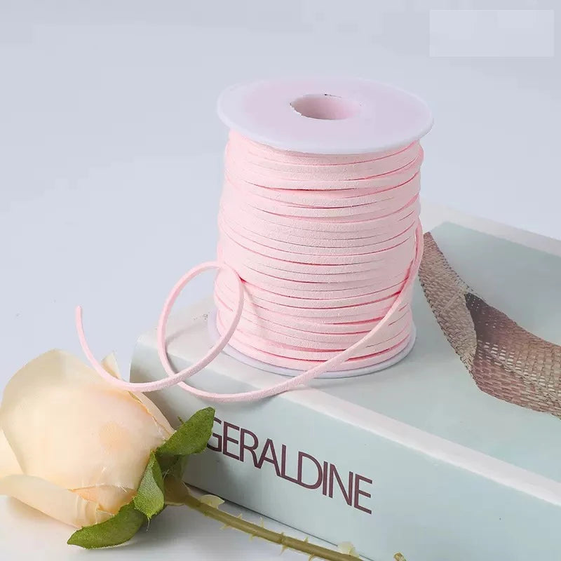 Pink velvet faux suede braided ribbon roll for crafting and gift wrapping