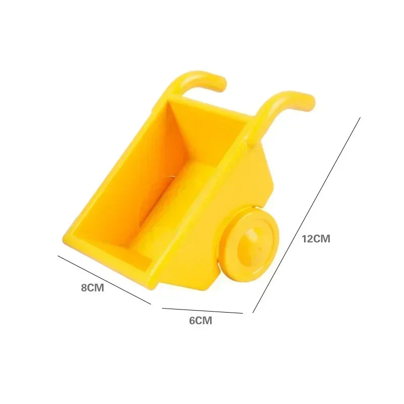 A yellow city traffic vehicle building blocks set featuring trucks and buses.