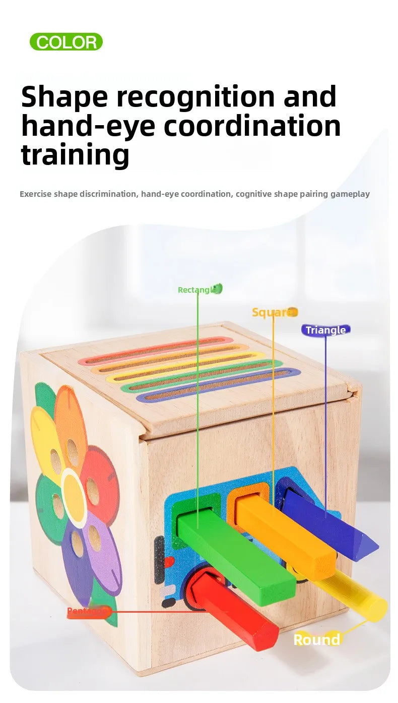 5-in-1 Wooden Shape & Color Sorting Toy for Toddlers