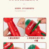 Step-by-step instructions showing how to assemble a red and green Christmas projection flashlight for kids.