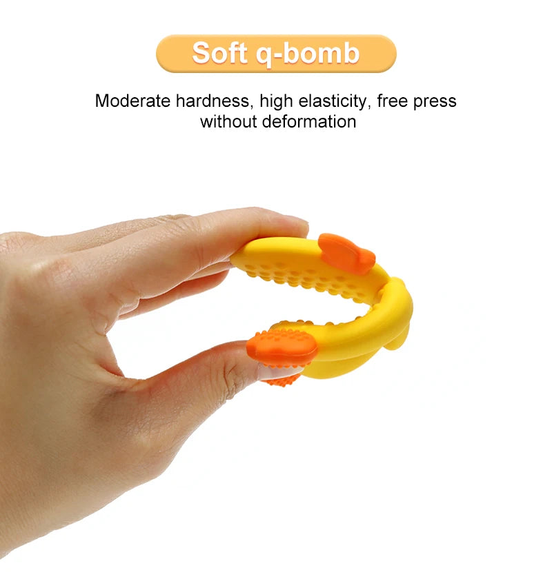 Adorable Duck Silicone Baby Teether with Clip