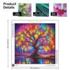A diamond painting kit featuring a scenic tree landscape with vibrant colors and textures.
