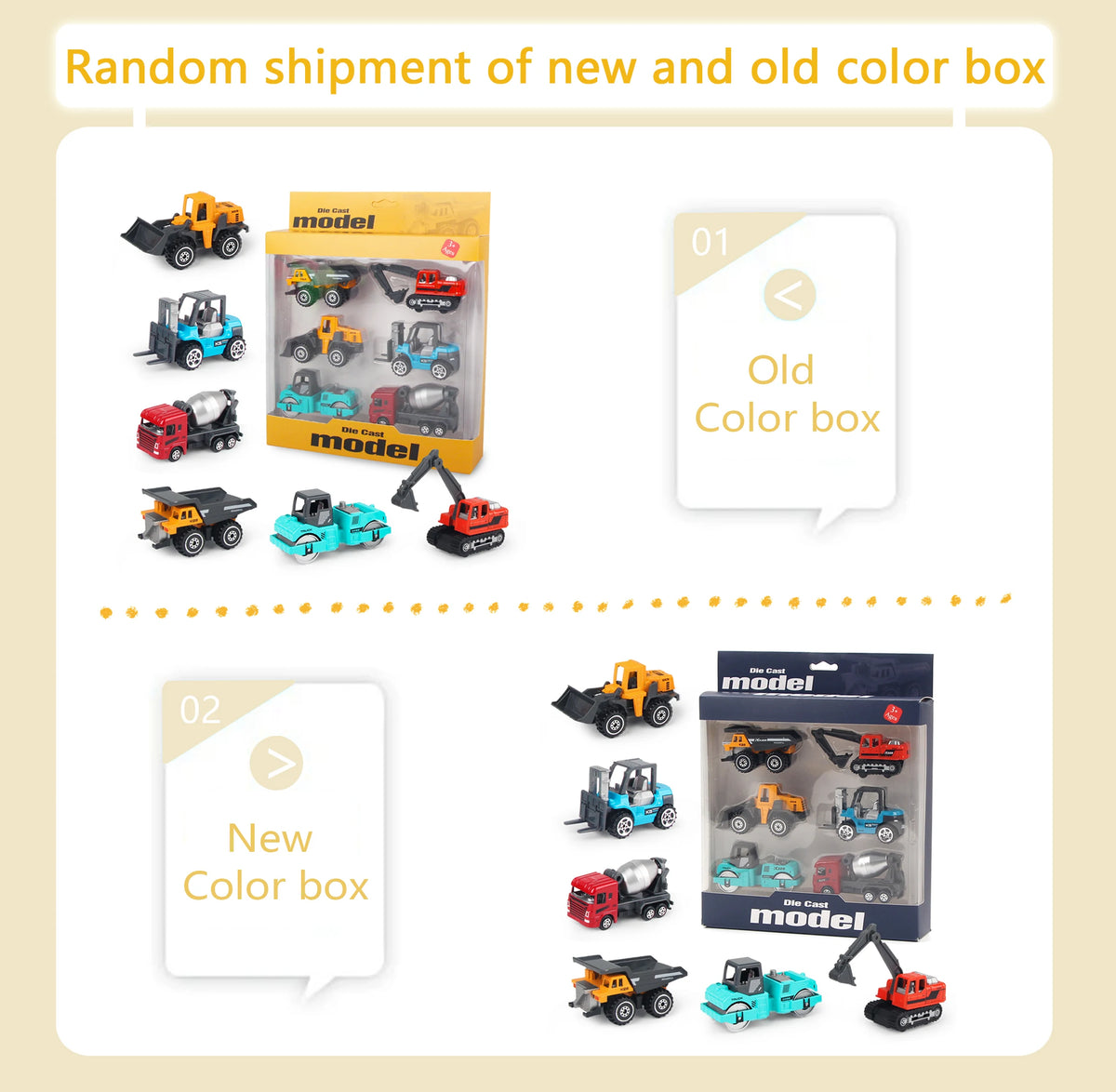 Die-Cast Metal Construction Truck Set - 6 Classic Vehicles